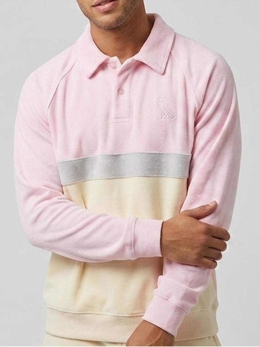 OVO Velour Velvet Longsleeve Sweatshirt Polo Size XXL